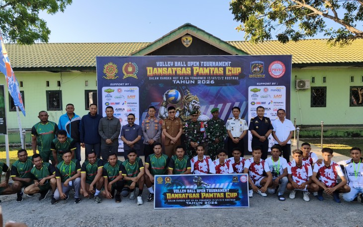 Yonarmed 12 Kostrad Resmi Buka Turnamen Bola Voli Dansatgas Pamtas Cup 2026, Pererat Persaudaraan di Perbatasan