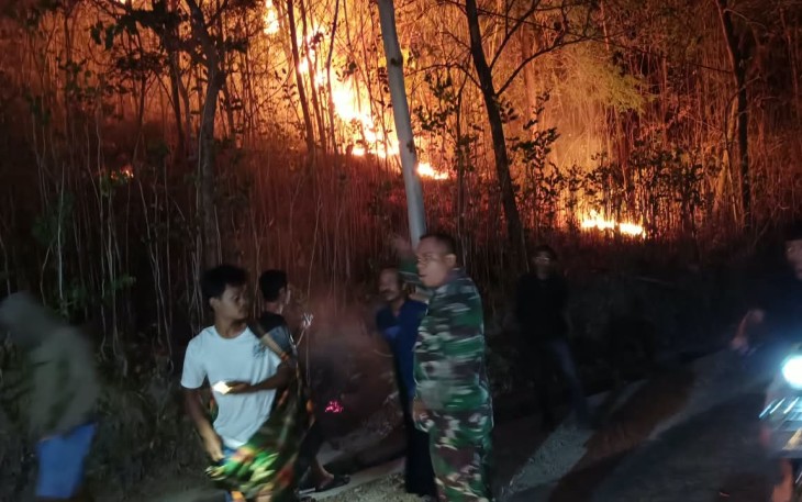 Cekatan, Babinsa Kodim Ponorogo Gerak Cepat Ikut Atasi Kebakaran Hutan