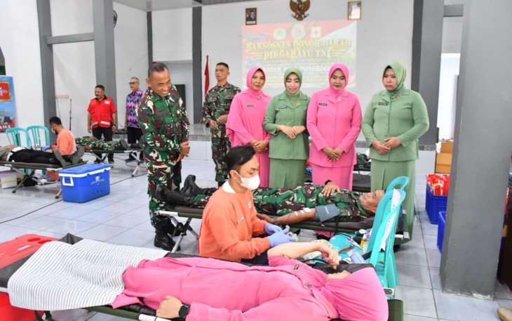 Peringati HUT TNI ke 81, Kodim Ponorogo Gelar Bakkes Donor Darah