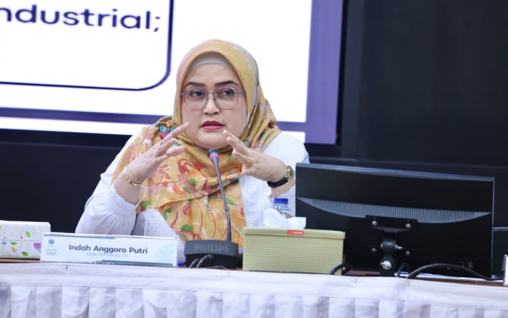 Direktur Jenderal Pembinaan Hubungan Industrial dan Jaminan Sosial (PHI dan Jamsos), Indah Anggoro Putri, dalam Town Hall Meeting Kemnaker di Jakarta, Rabu (18/2/2026).