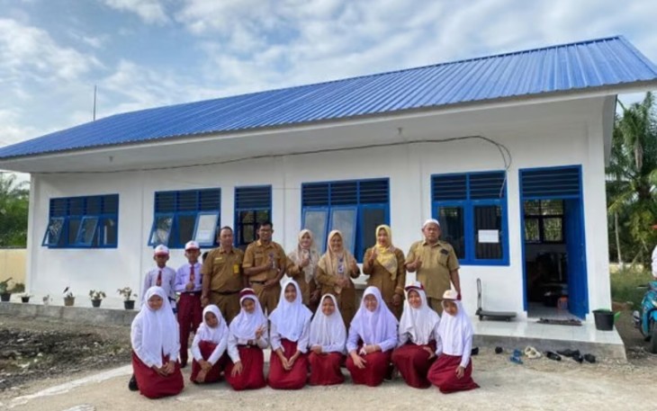 Respon Cepat PTPN Group Bangun Kembali Gedung Sekolah di Rokan Hulu Pasca Terbakar