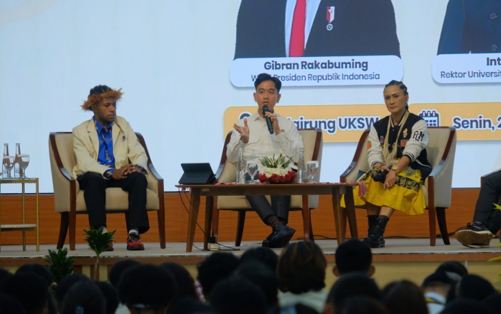 Wapres RI Gibran Rakabuming tengah pemaparan dalam acara talk show bertajuk Arah Baru Pembangunan Nasional di UKSW, Senin (26-01-2026).
