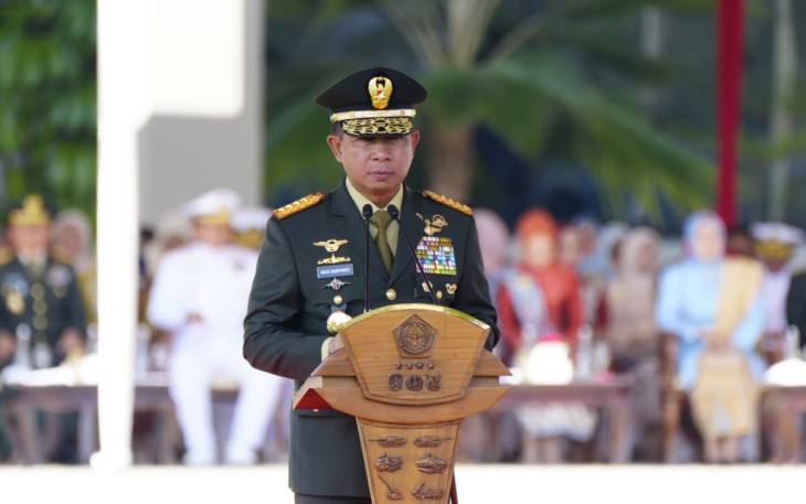 Panglima TNI Jenderal TNI Agus Subiyanto di Lapangan Prima, Mabes TNI Cilangkap, Jakarta Timur, Senin (27/7/2026).