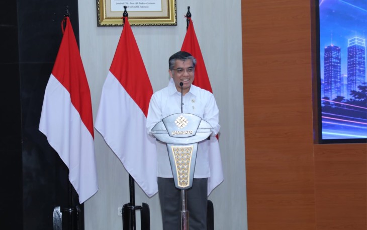 Menteri Ketenagakerjaan (Menaker) Yassierli pada penutupan Final Pitching Champion Hub Kementerian Ketenagakerjaan Tahun 2026 di Jakarta, Senin (10/8/2026). 