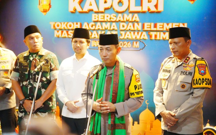 Kapolri Jenderal Listyo Sigit Prabowo saat menghadiri kegiatan safari ramadhan di Mapolda Jawa Timur (Jatim).