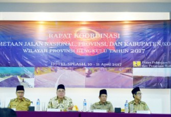 Dinas PUPR Provinsi Bengkulu menggelar Rakor terkait pemetaan jalan Nasional, Provinsi, Kabupaten dan Kota Bengkulu, Selasa (11/4/2017). 