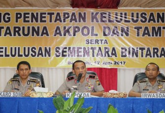 Kapolda Bengkulu Brigjen Pol Drs. Coki Manurung SH, M.Hum saat membuka Sidang Penetapan kelulusan Tingkat Panda Taruna Akpol, Tamtama serta Sidang Kelulusan sementara Bintara Polri TA.2017, Jumat (17/06) 