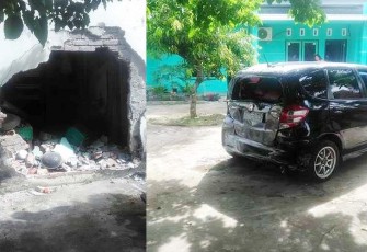 Saat kejadian tembok kosan jebol dan mobil ringsek 
