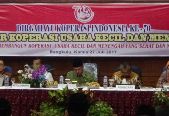 Seminar Koperasi, Usaha Kecil dan Menengah, di Gedung Pola Provinsi Bengkulu, Kamis (27/7).