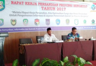 Hamka saat membuka Rapat Kerja Persandian Provinsi Bengkulu, di Grage Horizon, Rabu(19/7)