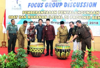 Plt Gubernur Rohidin Mersyah Membuka Focus Group Disussion Pemberantasan Penyalahgunaan Obat dan Makanan Ilegal di Provinsi Bengkulu