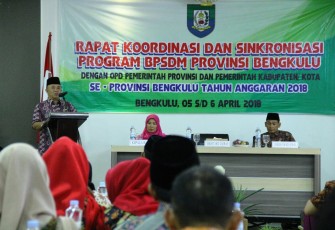 Sekretaris Daerah Provinsi Bengkulu Nopian Andusti Hadir Dan Meresmikan Rakor Dan Sinkronisasi Program BPSDM Provinsi Bengkulu