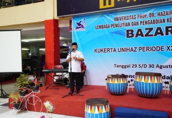 Sekretaris Daerah Provinsi Bengkulu Nopian Andusti membuka Bazar Kuliah Kerja Nyata (Kukerta) Periode 29 Universitas Hazairin.