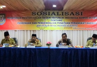 Sekda Provinsi Bengkulu Nopian Andusti Menghadiri Acara Sosialisasi Peraturan Menteri Dalam Negeri (Permendagri RI) Nomor 99 Tahun 2018 tentang Pembinaan dan Penataan Perangkat Daerah