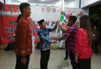 pelepasan peserta Kirab Pemuda 2018 Titik Singgah Kota Bengkulu di Balai Kota Bengkulu, Rabu (10/10/2018)