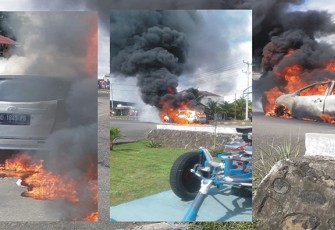 saat kejadian mobil terbakar