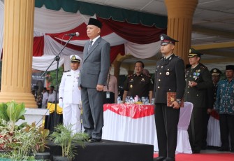 Plt Bupati Asahan Jadi Irup Peringatan HUT Bhayangkara ke-73 di Lapangan Adhi Pradana Polres Asahan