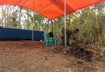 Tenda Untuk Lomba Mancing di Pra TMMD 106 Cilacap Sudah Berdiri Kokoh