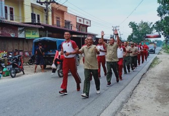 Polsek Bilah Hilir dan Koramil 09 Negeri Lama Tetap Jaga Senergitas Apel Pagi dan Olahraga Bersama