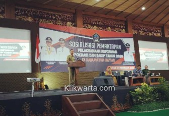Sekda Pemkab Blitar Totok Subihandono saat menyampaikan sambutan 