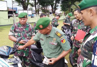 Kodim Bitung Cek Kelengkapan Kendaraan Dinas Maupun Pribadi Prajurit