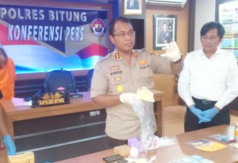 Kapolres Bitung saat gelar konferensi pers