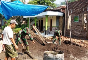 Satgas TMMD Eks Talud Akan Keroyok Rehab Rumah Warsumi