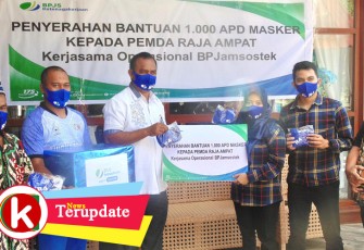 BP Jamsostek Raja Ampat Serahkan Bantuan Masker ke Pemkab