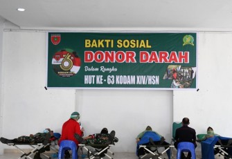 Gandeng PMI Sultra Korem 143/HO Gelar Bakti Sosial Donor Darah