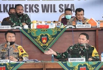 Kegiatan Tactical Floor Game (TFG) dalam rangka simulasi Sistem Pengamanan Kota (Sispamkota) di Gedung Warastratama Solo Jawa Tengah. (Foto Istimewa/Dok : Penrem 074/Warastratama)
