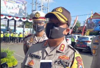 Kapolres Tulungagung AKBP Eva Guna Pandia SIK saat memberikan keterangan selepas gelar apel pasukan