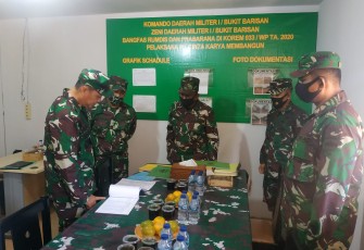 Korem 033/WP menerima Tim Pengawasan dan Pemeriksaan (Wasrik) Itdam I/BB