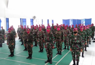 Prajurit Yonmarhanlan VIII Ikuti Upacara HUT Ke-75 RI Secara Virtual