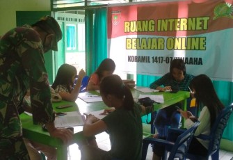 Kodim Kendari Intens Bantu Belajar Daring Siswa di Unaaha