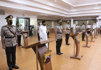 7 Kapolres baru di wilayah Polda Jawa Tengah melakukan serah terima jabatan (sertijab) di gedung Borobudur Mapolda Jateng, Jumat (23/10/2020).