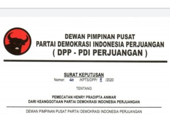 Penampakan Cuplikan Surat Keputusan Pemecatan Henry Pradipta Anwar dari DPP PDI Perjuangan (foto: Istimewa)  