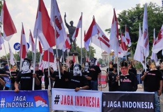 Aksi dan Deklarasi #Jaga Indonesia di kawasan Bundaran Gladag Solo Jawa Tengah