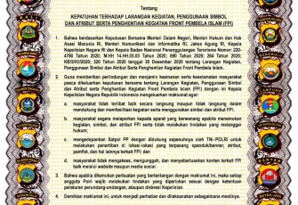 Maklumat Kapolri dengan nomor 1/I/2021 yang dikeluarkan tanggal 1 Januari 2021 tersebut, berisi beberapa poin tentang penghentian kegiatan serta penggunaan atribut yang berhubungan dengan FPI.