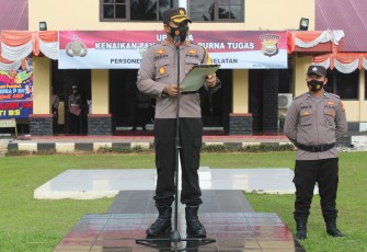Kapolres Bengkulu Selatan AKBP Deddy Nata SIK Pimpin Upacara Kenaikan Pangkat 46 Personel Polres Bengkulu Selatan