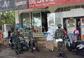 Anggota Koramil Girimarto laksanakan operasi penegakan disiplin protokol kesehatan yang mengambil tempat di Kantor RI dan tempat umum,