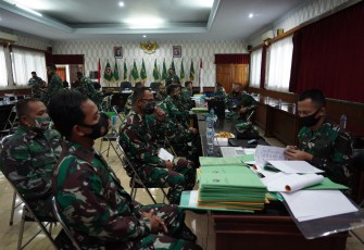 Laksanakan Fungsi Pengawasan, Tim Wasrik Post Audit Itjenad dipimpin Brigjen TNI Pujiyanto, S.E., M.M., beserta anggota tim kunjungi Korem 071/Wijayakusuma, Senin (15/2/2021).