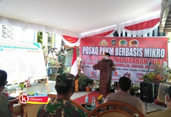 Walikota Santoso Berikan Sambutan Pengarahan di Posko PPKM Mikro Kelurahan Turi (foto : Faisal NR / Klik Warta) 