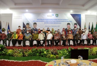 Foto Bersama Pada kegiatan Advokasi Pemangku Kebijakan Terkait Percepatan Penurunan Stunting di Provinsi Bengkulu 