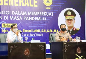 Kapolda Jateng Irjen Pol Akhmad Lutfi bersama Menko Polhukam saat kuliah umum di Universitas Semarang (USM) Rabu 20/10/21