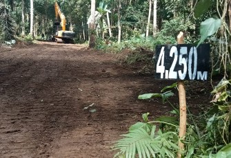 Lokasi pekerjaan Perintisan Jalan Pertanian Oleh Satgas TMMD kodim Bitung