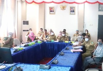Bupati Hadiri Monitoring, Evaluasi MC Dan MONEV Bersama KPK Melalui Vidio Conference