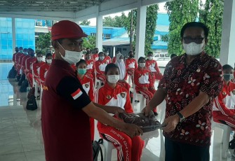 Walikota Bitung Maurits Mantiri saat hadiri Pembelakan Calon Paskibraka kota Bitung