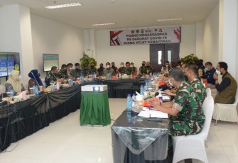 Pangkogasgabpad Mayjen TNI Untung Budiharto dan Staf Jajaran kogasgabpad melaksanakan rapat koordinasi (Rakor) bertempat di wisma atlit Kemayoran Jakarta Pusat, Sabtu (29/1/2022).