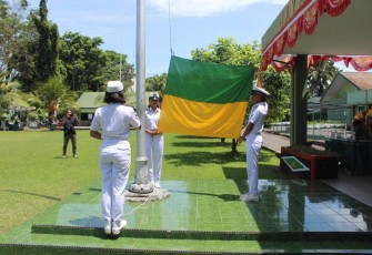 Para siswa yang mengikuti lomba PBB dan TUB di lapangan Makodim 1310/Bitung