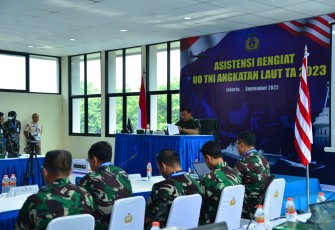 Pembukaan Asistensi Rengiat TNI AL tahun anggaran 2023 di selasar atas gedung Denma Mabesal, Cilangkap, Jakarta Timur. Selasa (20/09).